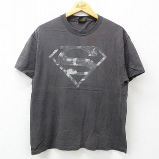 L★古着 半袖 ビンテージ Tシャツ メンズ 00年代 00s DCコミックス スーパーマン クルーネック 黒 ブラック 24may21 中古(Tシャツ/カットソー(半袖/袖なし))