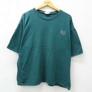 XL★古着 ギタノ 半袖 ビンテージ Tシャツ メンズ 90年代 90s ワンポイントロゴ 大きいサイズ クルーネック 緑 グリーン 24may21 中古(Tシャツ/カットソー(半袖/袖なし))