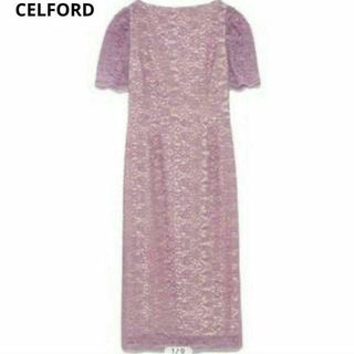 CELFORD - セルフォード フロッキーレースワンピース 総レース 半袖 38 ベロア