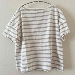 ムジルシリョウヒン(MUJI (無印良品))の無印　MUJI ボーダー　半袖　T シャツ　ベージュ　ボーダー　美品(Tシャツ(半袖/袖なし))