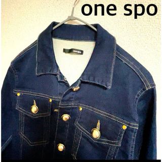 one spo - デニムジャケット Gジャン ワンスポ ONE-SPO 濃いデニム ストレッチ