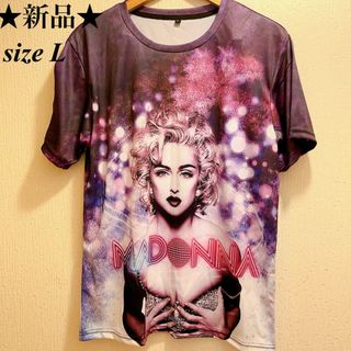 新品★パープル★Madonna★sexyTシャツ★ユニセックス★L(Tシャツ/カットソー(半袖/袖なし))