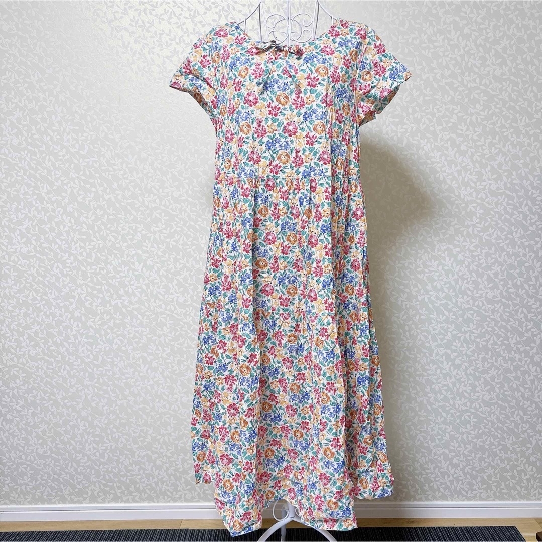 LIBERTY.(リバティ)のLIBERTY✨️リバティ ロングワンピース シワ加工 花柄 総柄 日本製 レディースのワンピース(ロングワンピース/マキシワンピース)の商品写真