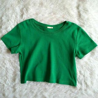 ジーユー(GU)のGU　コットンミニT グリーン Sサイズ(Tシャツ(半袖/袖なし))