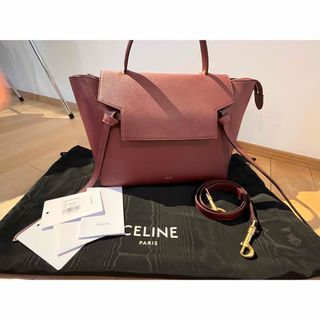 セリーヌ(celine)の【美品】正規品　セリーヌ　ベルトバッグミニ　グレインカーフスキン(ハンドバッグ)