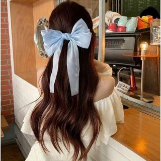 シフォン ビッグ リボン バレッタ ヘアアクセサリー パステル シアー 透け感(バレッタ/ヘアクリップ)