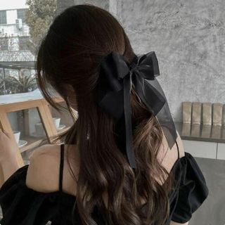 シフォン ビッグ リボン バレッタ ヘアアクセサリー パステル シアー 透け感(バレッタ/ヘアクリップ)