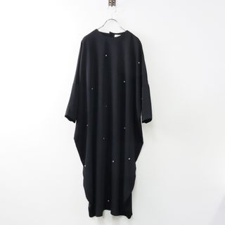 美品 ミズイロインドドレス mizuiro ind dress ビジュー ドルマンワンピース/ブラック ドレス【2400013873772】(その他)