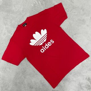 aides Tシャツ レッド 半袖 ロゴ レディース カジュアル Mサイズ(Tシャツ(半袖/袖なし))