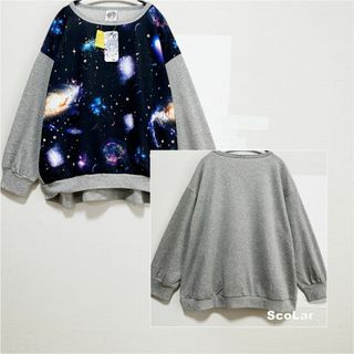 ScoLar - 【ScoLar】スカラー 宇宙柄 スリーブ切替 プルオーバー タグ付未使用