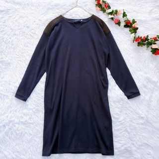 ショコラフィネローブ(chocol raffine robe)の〚chocol raffine robe〛(M)　異素材切替サックワンピース(ひざ丈ワンピース)