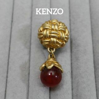 ケンゾー(KENZO)の【匿名配送】KENZO ケンゾー ブローチ ゴールド 赤 ヴィンテージ(ブローチ/コサージュ)