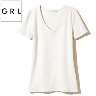 グレイル(GRL)のGRL グレイル Vネックテレコトップス M(Tシャツ(半袖/袖なし))