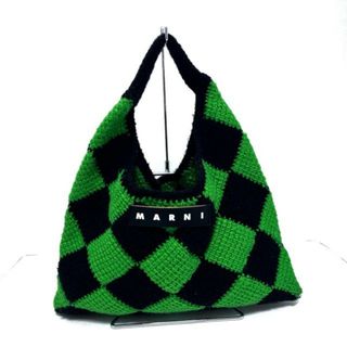 マルニ(Marni)のMARNI(マルニ) ショルダーバッグ ダイヤモンド ミディアム バッグ グリーン×黒 マルニマーケット テックウール×レザー(ショルダーバッグ)