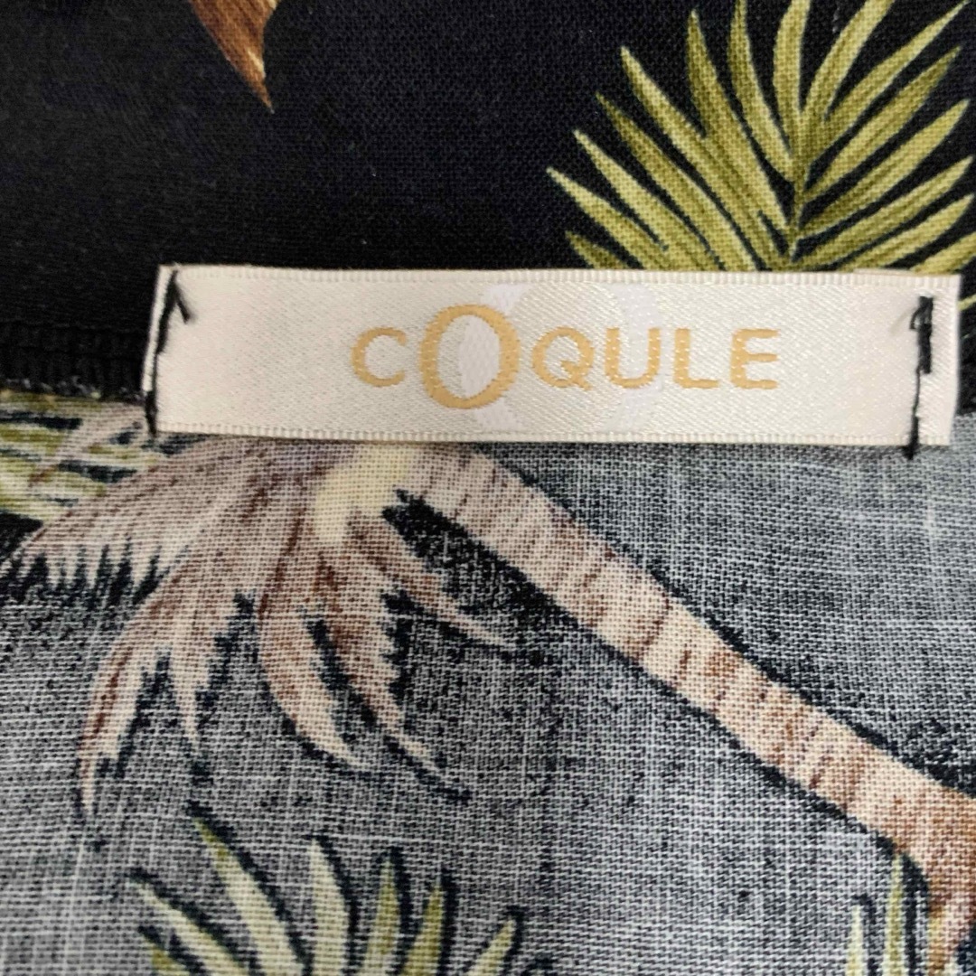 【美品】COQULE☆アロハシャツ風シャツブラウス☆ハイビスカス☆M レディースのトップス(シャツ/ブラウス(半袖/袖なし))の商品写真