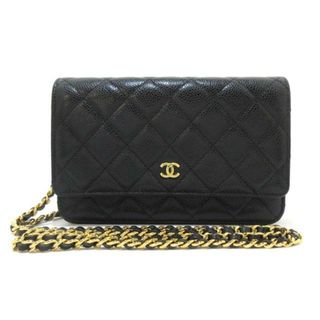 シャネル(CHANEL)のCHANEL(シャネル) 財布美品  マトラッセ A33814 黒 チェーンウォレット/ゴールド金具 キャビアスキン(財布)