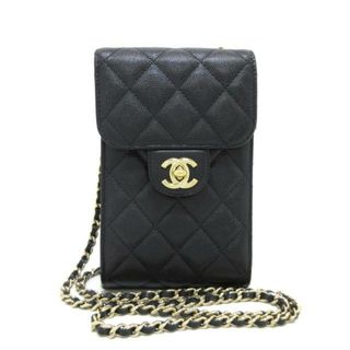 CHANEL - CHANEL(シャネル) 携帯電話ケース美品  マトラッセ AP0249 黒 スマートフォンケース/フラップ/ターンロック/チェーンショルダー/ゴールド金具 グレインドカーフスキン