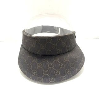 グッチ(Gucci)のGUCCI(グッチ) サンバイザー - ダークブラウン×ブラウン GG柄 コットン×ポリウレタン(その他)