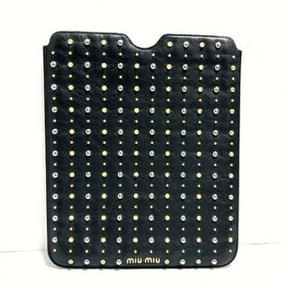 ミュウミュウ(miumiu)のmiumiu(ミュウミュウ) 小物入れ - 黒 タブレットケース/スタッズ/iPadケース レザー×金属素材(その他)