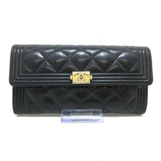 シャネル(CHANEL)のCHANEL(シャネル) 長財布 ボーイシャネル 黒 ゴールド金具 ラムスキン(財布)