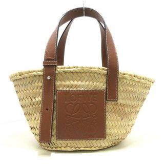 LOEWE - LOEWE(ロエベ) トートバッグ美品  バスケット スモール 327.02.S93 ベージュ×ブラウン かごバッグ パームリーフ×カーフスキン	