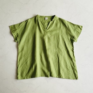 08Mab - 08Mab リネン100% スキッパー ワイドシャツ