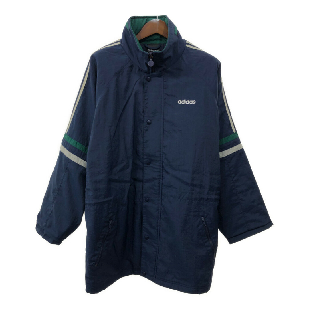 adidas(アディダス)の90年代 adidas アディダス ベンチコート ジャケット スポーツ ワンポイント ネイビー (メンズ F198) 中古 古着 Q6798 メンズのジャケット/アウター(その他)の商品写真