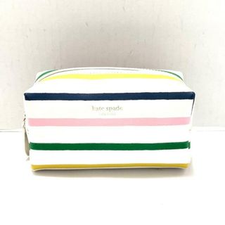 ケイトスペードニューヨーク(kate spade new york)のKate spade(ケイトスペード) ポーチ美品  - K7643 アイボリー×ピンク×マルチ ボーダー レザー(ポーチ)