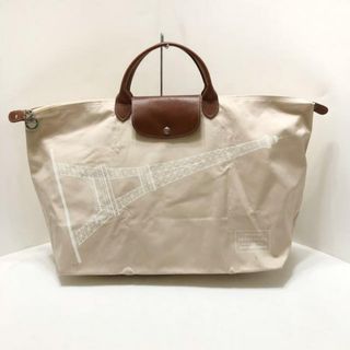 ロンシャン(LONGCHAMP)のLONGCHAMP(ロンシャン) ボストンバッグ ル・プリアージュオリジナル アイボリー×白×ダークブラウン 折りたたみ/本体ロックなし ナイロン×レザー(ボストンバッグ)