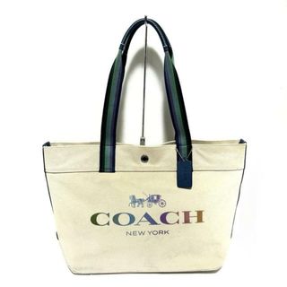 コーチ(COACH)のCOACH(コーチ) トートバッグ - 91170 アイボリー×ブルー×マルチ キャンバス×レザー(トートバッグ)