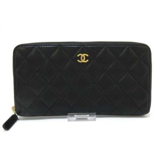 シャネル(CHANEL)のCHANEL(シャネル) 長財布 マトラッセ 黒 ラウンドファスナー ラムスキン(財布)