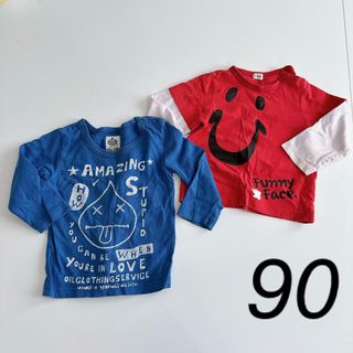 Combi mini - 【combi mini/オイルクロージング】長袖 ロングTシャツ(青&赤)90