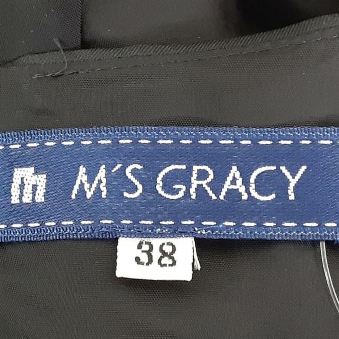 M'S GRACY(エムズグレイシー) ワンピース サイズ38 M レディース美品 - 黒×ライトグレー クルーネック/半袖/ひざ丈/リボン/フラワー(花) M'S GRACY(エムズグレイシー) ワンピース サイズ38 M レディース美品 - 黒×ライトグレー クルーネック/半袖/ひざ丈/リボン/フラワー(花)