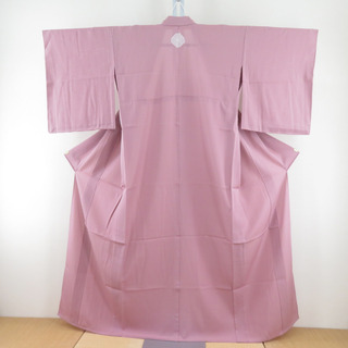 夏着物 色無地 単衣 絽 広衿 正絹 薄ピンク色 一つ紋 夏用 仕立て上がり 身丈157cm(浴衣)