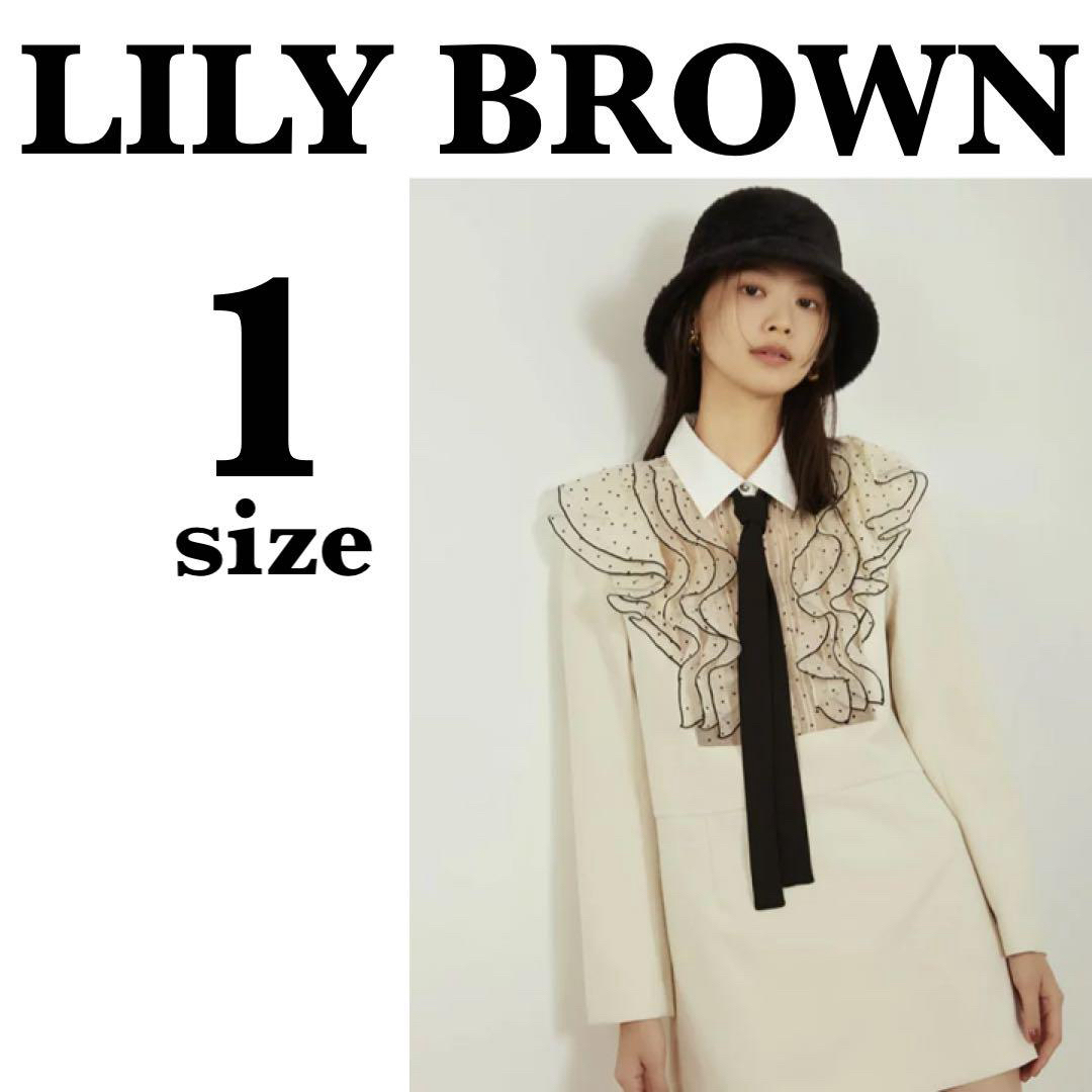 Lily Brown(リリーブラウン)の♡完売品・新品タグ付♡１サイズ リリーブラウン フロントフリルミニドレス IVR レディースのワンピース(ミニワンピース)の商品写真