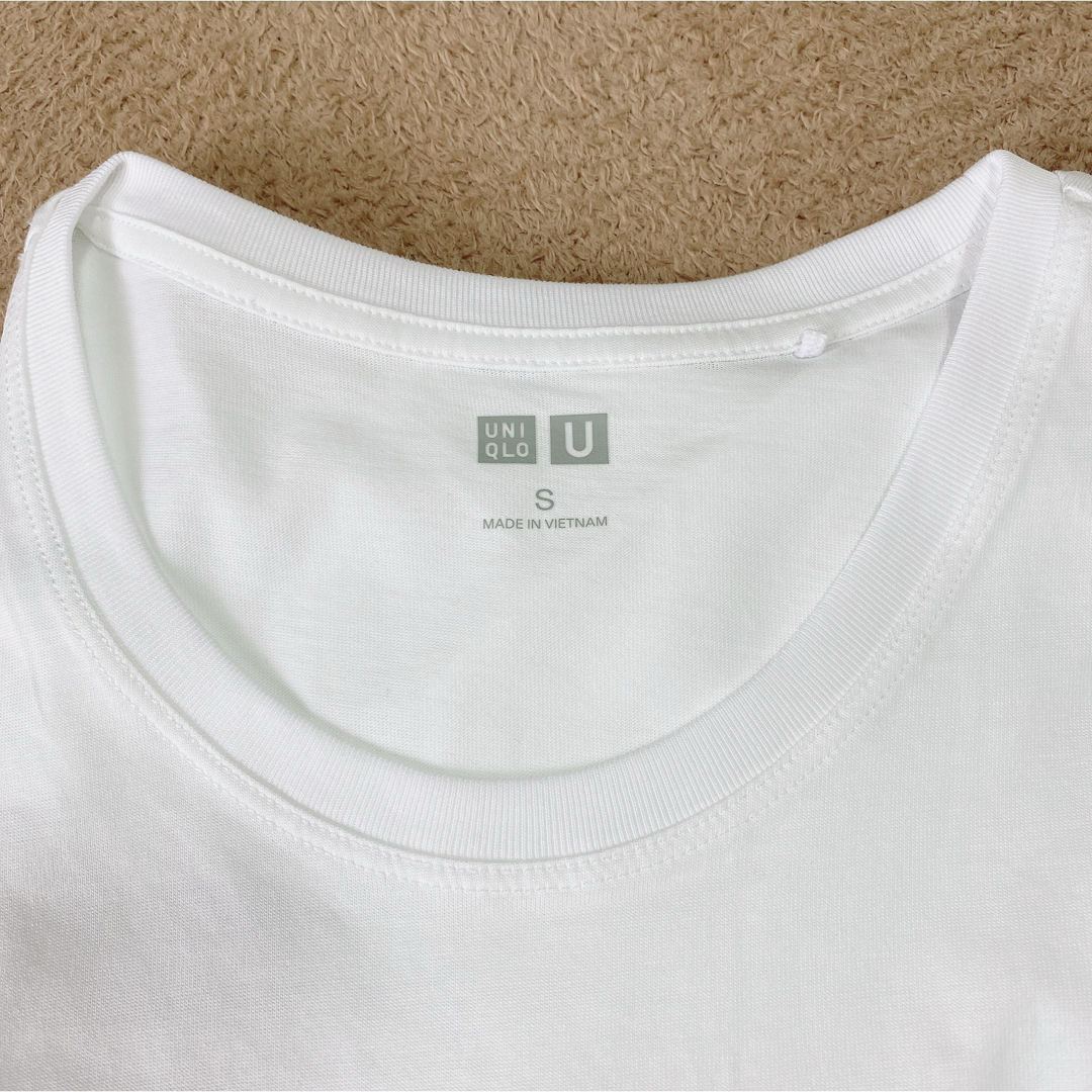 UNIQLO(ユニクロ)のUNIQLO 2024スーピマコットンクルーネックT 半袖 ホワイトS  レディースのトップス(Tシャツ(半袖/袖なし))の商品写真