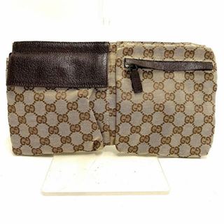 グッチ(Gucci)のGUCCI(グッチ) ウエストポーチ GG柄 28566 ベージュ×ダークブラウン ジャガード×レザー(ボディバッグ/ウエストポーチ)