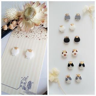 King×cat 王冠 白猫 パール ピアス イヤリング(ピアス)