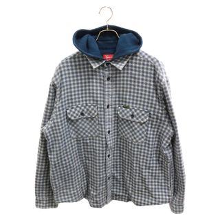 シュプリーム(Supreme)のSUPREME シュプリーム 22AW Houndstooth Flannel Hooded Shirt 裏地サーマル ハウンドトゥース フランネル フーデット長袖チェックシャツ ブルー(シャツ)