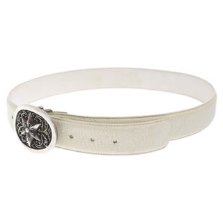 Chrome Hearts - CHROME HEARTS クロムハーツ CLASSIC OVAL STAR BUCKL クラシックオーバルスター バックル レザーベルト シルバー/ホワイト