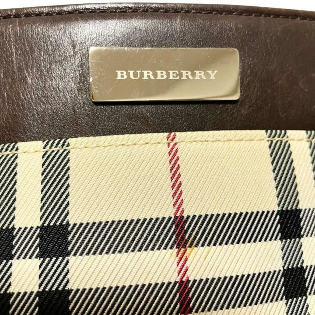 BURBERRY(バーバリー)のBurberry(バーバリー) ハンドバッグ - ベージュ×ダークブラウン×マルチ チェック柄 ジャガード×レザー レディースのバッグ(ハンドバッグ)の商品写真