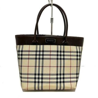 バーバリー(BURBERRY)のBurberry(バーバリー) ハンドバッグ - ベージュ×ダークブラウン×マルチ チェック柄 ジャガード×レザー(ハンドバッグ)