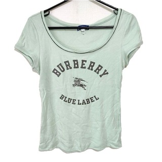 BURBERRY BLUE LABEL - Burberry Blue Label(バーバリーブルーレーベル) 半袖Tシャツ サイズ38 M レディース - ライトグリーン×ダークブラウン