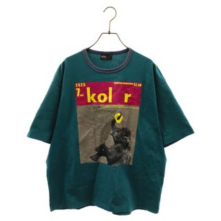 kolor カラー フロントプリント クルーネック半袖Tシャツ グリーン 23WCM-T11208