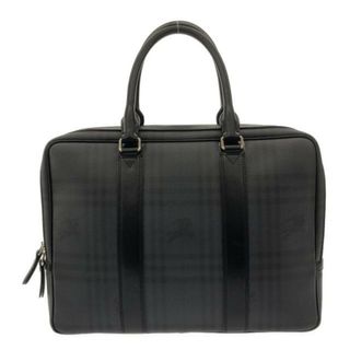 BURBERRY PRORSUM(バーバリープローサム) ビジネスバッグ ダークグレー×黒 チェック柄 PVC(塩化ビニール)×レザー(ビジネスバッグ)