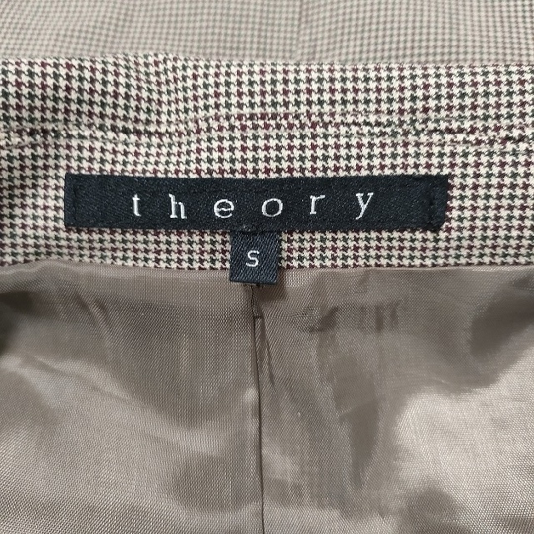 theory(セオリー)のtheory(セオリー) コート サイズS レディース - ベージュ×ダークブラウン×カーキ 長袖/千鳥格子柄/秋/冬 綿、ナイロン レディースのジャケット/アウター(その他)の商品写真