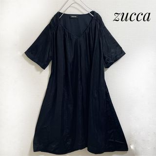 ズッカ(ZUCCa)のズッカ　ワンピース　黒　ゆったり　大きめ　日本製　ブラック(ひざ丈ワンピース)