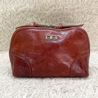 バレンシアガ(Balenciaga)の極美品　バレンシアガ　ポーチ　BB金具　ロゴ　レザー　ゴールド金具　ブラウン(その他)