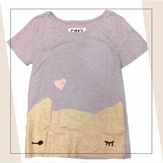 Cat's／2／M相当／ゴールドラメ　フェミニン猫ビックプリント半袖Tシャツ(Tシャツ(半袖/袖なし))