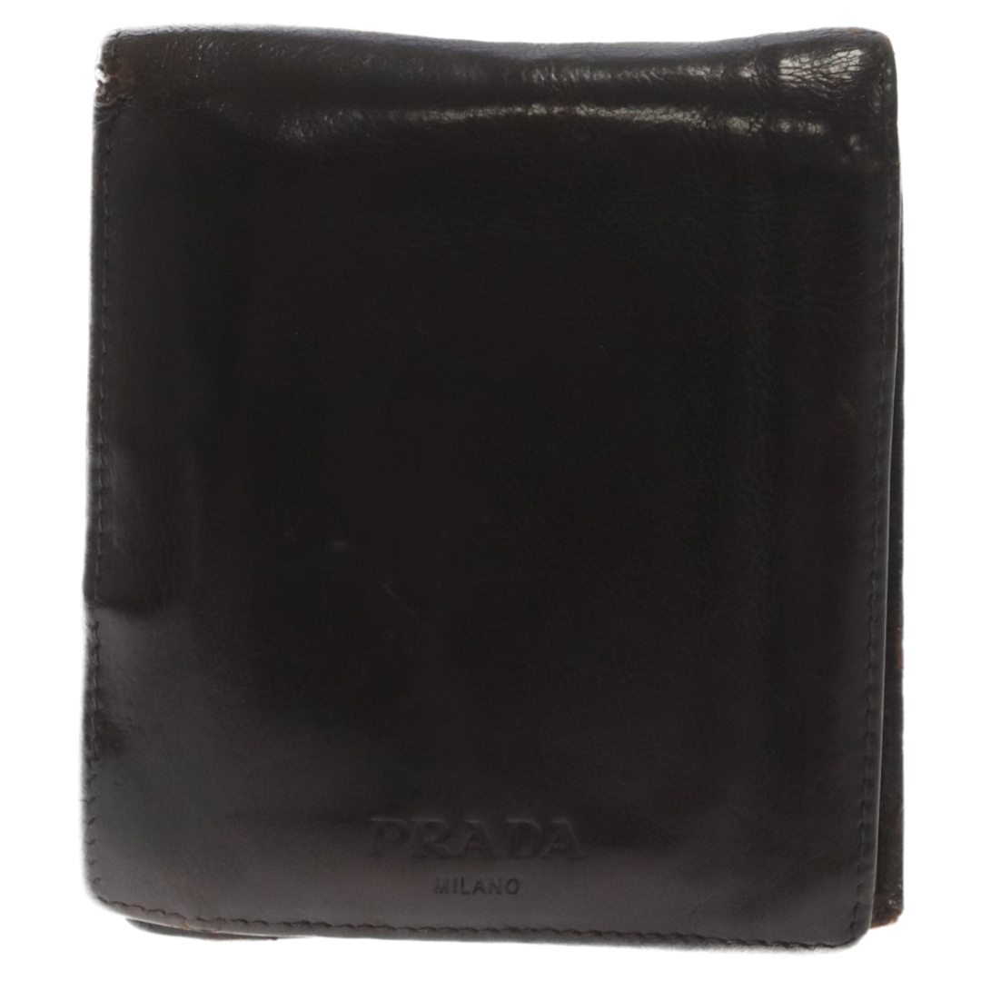PRADA(プラダ)のPRADA プラダ カーフレザーウォレット 二つ折り財布 ブラウン メンズのファッション小物(折り財布)の商品写真